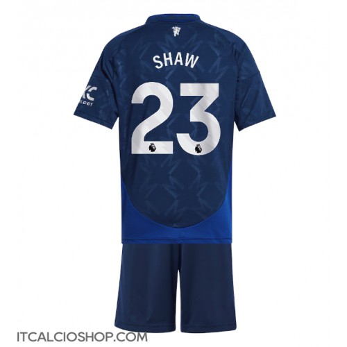 Manchester United Luke Shaw #23 Seconda Maglia Bambino 2024-25 Manica Corta (+ Pantaloni corti)
